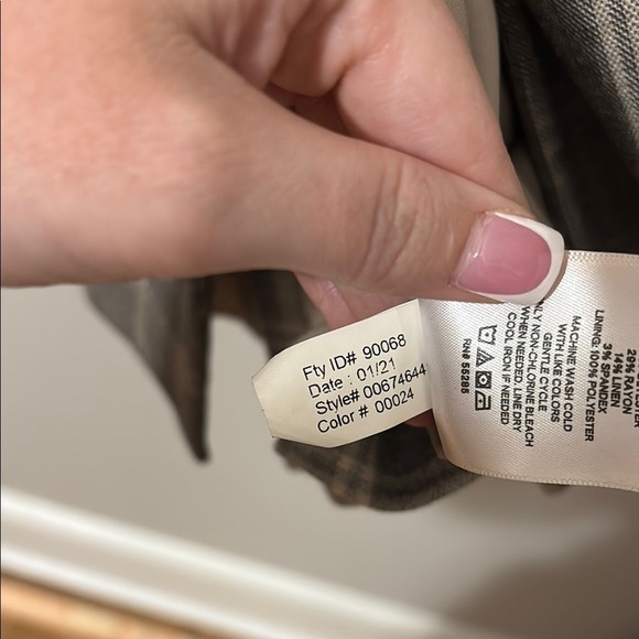 Express Women's Gray Blazer Windowpane‎ Plaid Collared Linen Blend - Picture 8 of 8